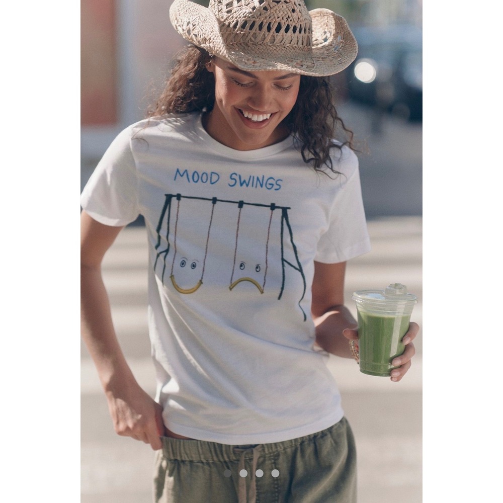 Unfortunate Portrait Mood Swings Graphic Tee White Short Sleeve Crewneck S NEW